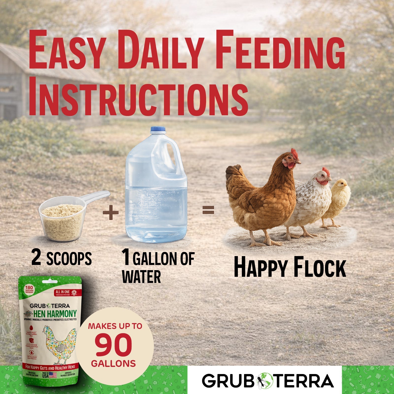 Hen Harmony Chicken Supplement for Hydration, Gut Health & Flock Support