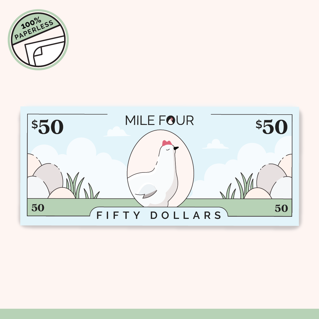 Organic Chicken Feed, Mile Four Feed, Chicken Feed, Gift Card
