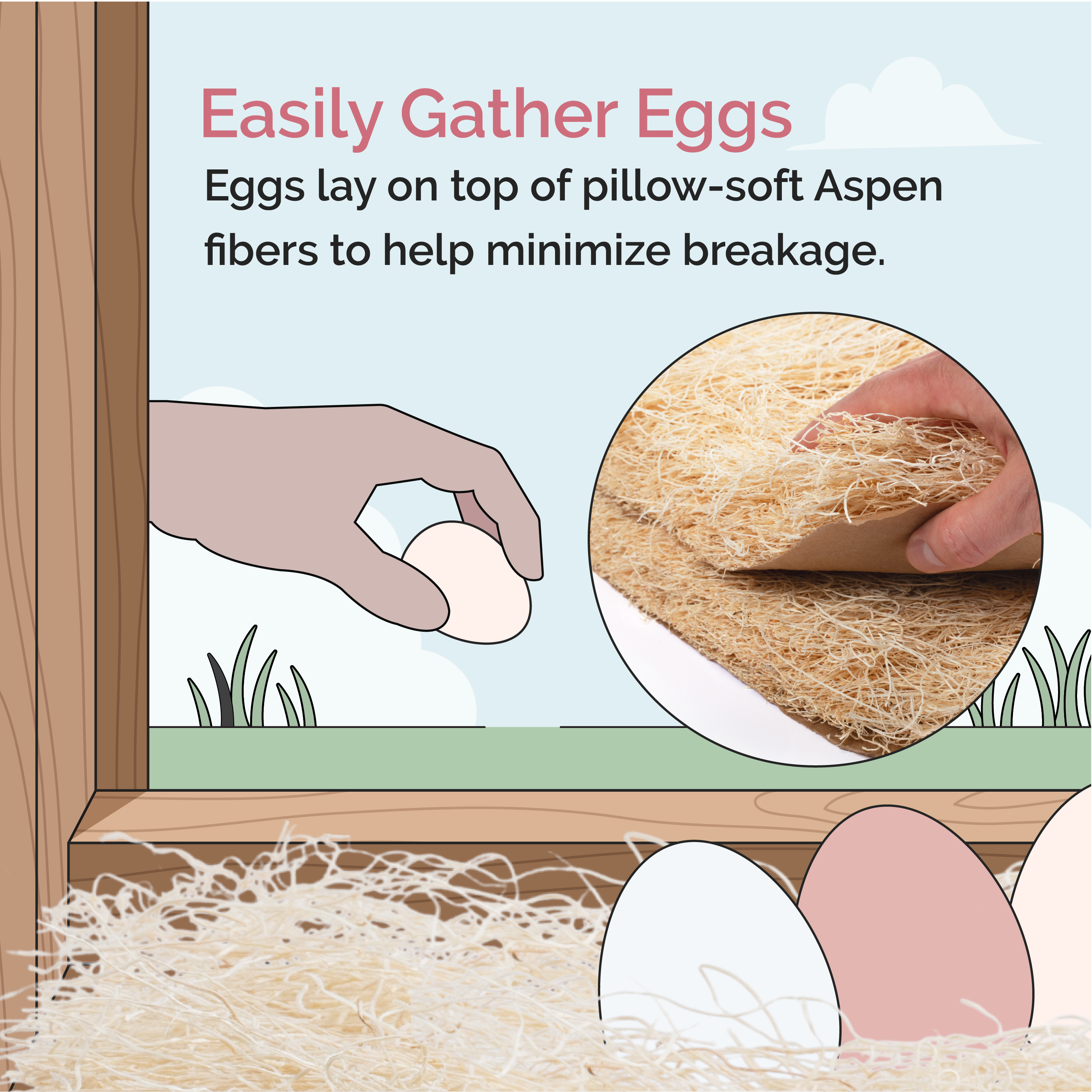 mile four chicken nesting pads, nesting pads, aspen bedding, nesting pads for chicken coop, nesting box pads, chicken coop bedding, chicken nesting pads for laying eggs, nest box pads for chickens, aspen excelsior, aspen shavings pet bedding