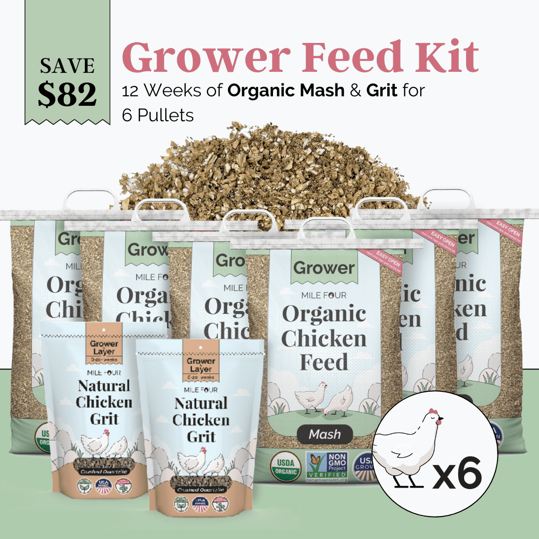 Mile Four Organic Grower Bundle Mash, Grower Feed Kit