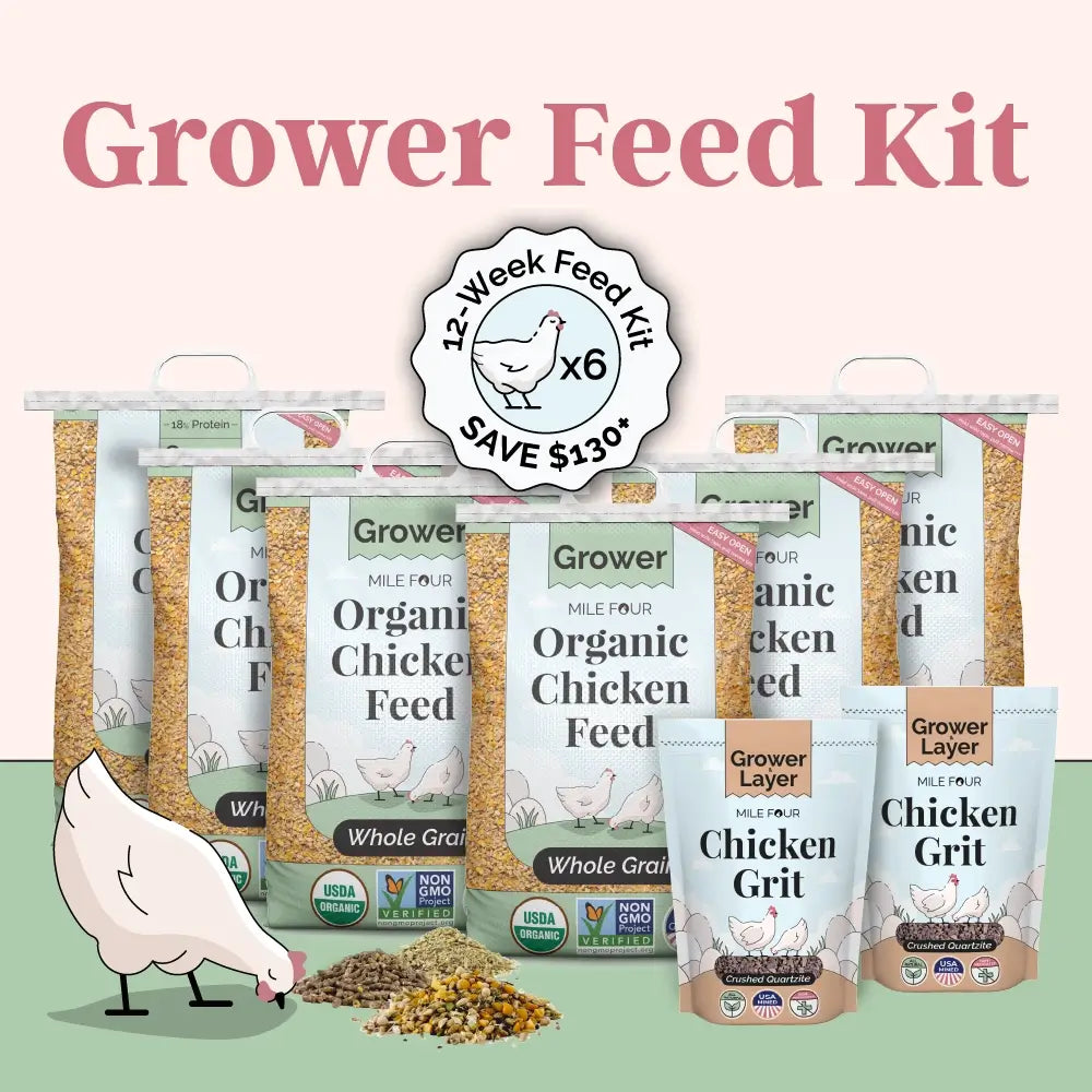 Grower Chicken Kit | 3 Month Supply of Chicken Feed, Grit & Scratch