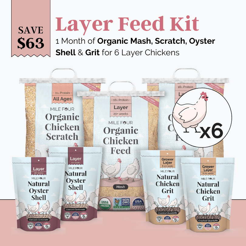 Layer Feed Kit | 1 Month of Organic Feed, Scratch, Grit & Oyster Shell for 6 Layers