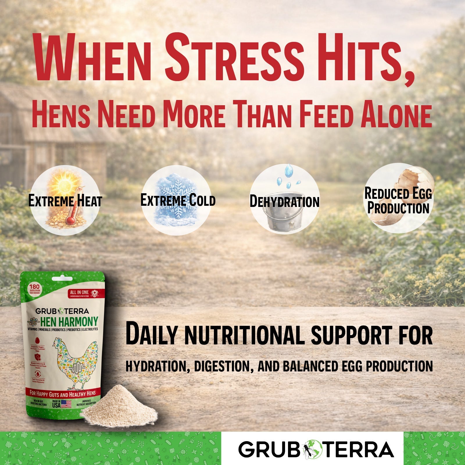 Hen Harmony Chicken Supplement for Hydration, Gut Health &amp; Flock Support