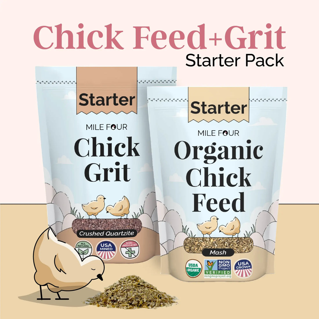 Chick Feed Starter Pack | Organic Starter Feed + Starter Grit