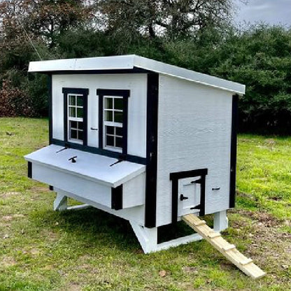 Chicken Coop, Large Sized Coop for 15 chickens, White Painted Chicken Coop, Wooden Chicken Coop, DIY Chicken Coop, USA Made Chicken Coop, Assemble Chicken Coop, 