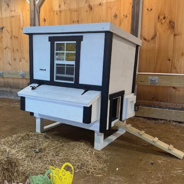 Chicken Coop, Medium Sized Coop for 10 chickens, White Painted Chicken Coop, Wooden Chicken Coop, DIY Chicken Coop, USA Made Chicken Coop, Assemble Chicken Coop, 