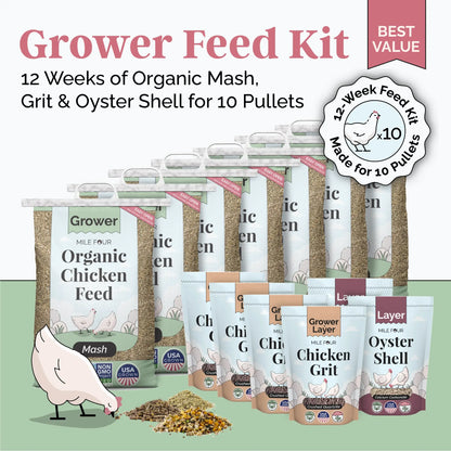 Mile Four Organic Grower Bundle Mash, Grower Feed Kit 