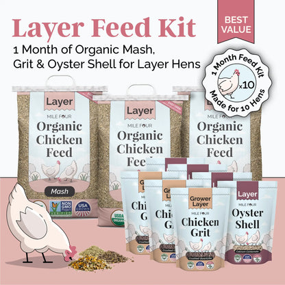 Layer Chicken Feed Kit, Chicken Feed Kit, Chicken Kit, Organic Feed Kit, Month Supply of Chicken Feed, Grit, Scratch, Oyster Shell, Chicken Feed Bundle, Best Chicken Feed 