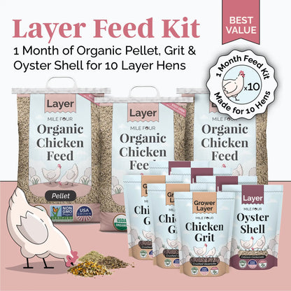 Layer Chicken Feed Kit, Chicken Feed Kit, Chicken Kit, Organic Feed Kit, Month Supply of Chicken Feed, Grit, Scratch, Oyster Shell, Chicken Feed Bundle, Best Chicken Feed 