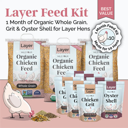 Layer Chicken Feed Kit, Chicken Feed Kit, Chicken Kit, Organic Feed Kit, Month Supply of Chicken Feed, Grit, Scratch, Oyster Shell, Chicken Feed Bundle, Best Chicken Feed 