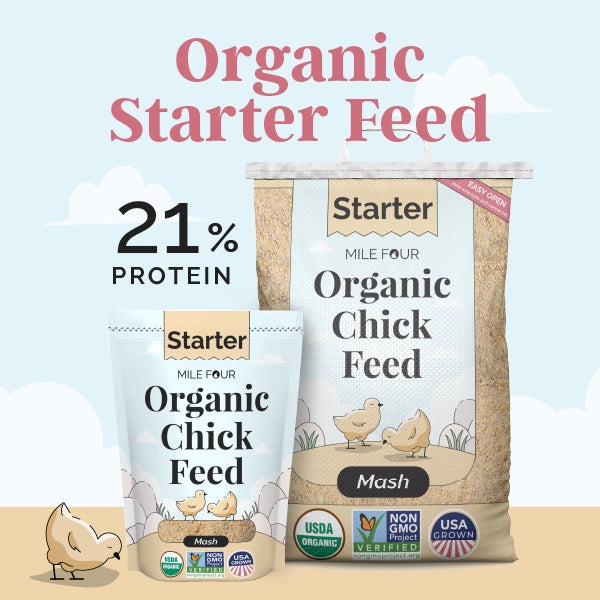 Buy Organic Chick Starter Feed, Best Organic Chick Feed, Non-GMO, USDA Organic Chick Feed, Chick Feed, Mile Four Feed, Mile Four Chick Feed