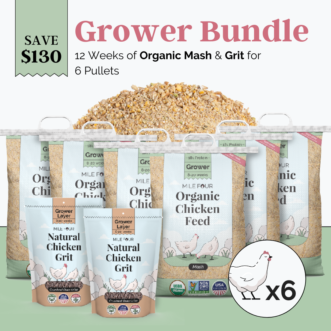 *All-New* Grower Bundle | 12 Weeks of Organic Feed &amp; Grit for 6 Pullets (8-20 Weeks)