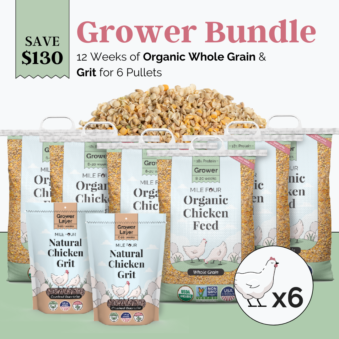 *All-New* Grower Bundle | 12 Weeks of Organic Feed &amp; Grit for 6 Pullets (8-20 Weeks)
