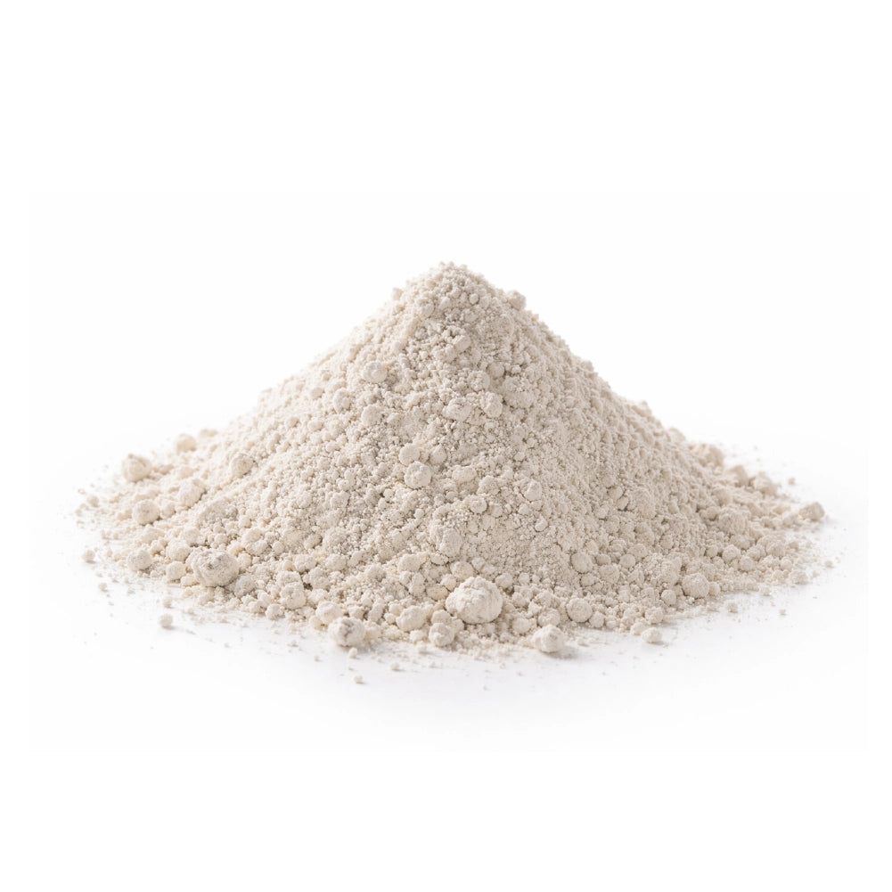 a mound of diatomaceous earth, diatomaceous earth powder for ingredients for Coop Protection, Buff Clucks Coop Shield